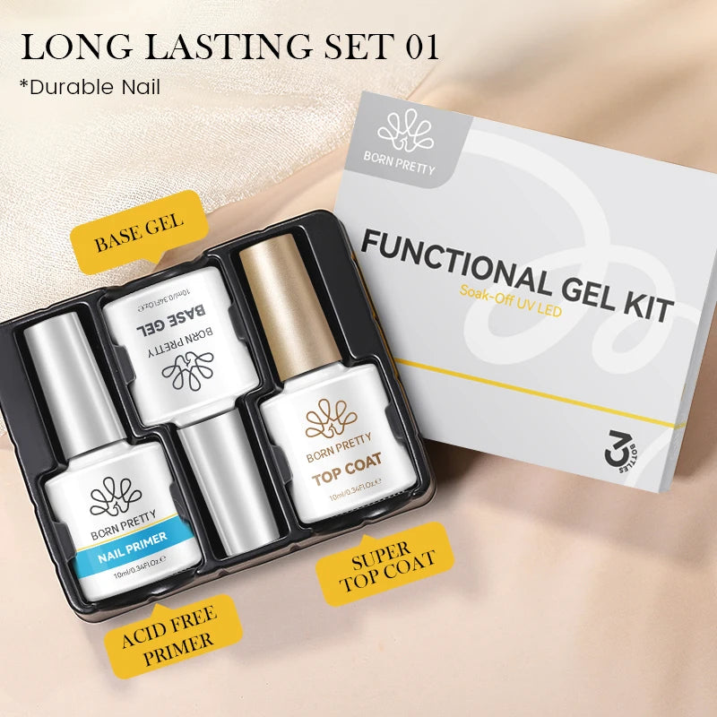 Kit Gel Fonctionnel Semi-Permanent PEEL DALI — Base + Top Coat + Primer 3x10ml